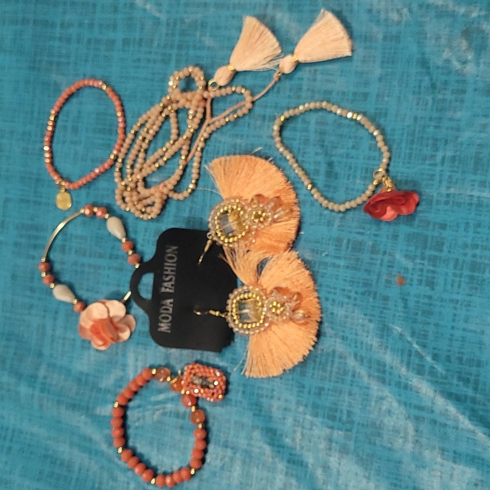 Moda Fashion Coral Color Jewelry